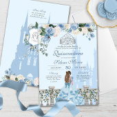 シンデレラブルーシルバーフローラプリンセスキンセアニェラ 招待状