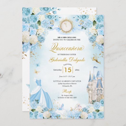 シンデレラブルーフェアユタレプリンセスキンセアニェラ 招待状 (正面/裏面)