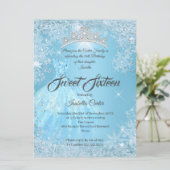 シンデレラブルー スウィート16 バースデー 雪の結晶 冬 招待状 (スタンド正面)