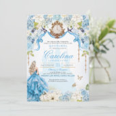 シンデレラブルー&金ゴールドプリンセスラグジュアリーキンセアニェラ 招待状 (スタンド正面)