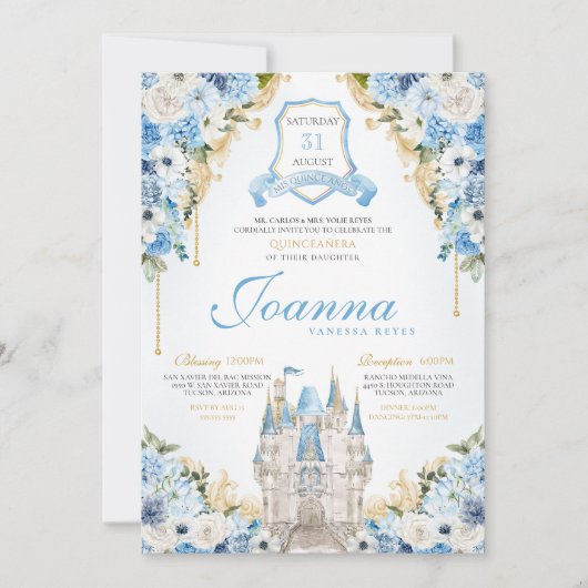 シンデレラプリンセスキャッスルライトブルーキンセアニェラ 招待状 (正面)