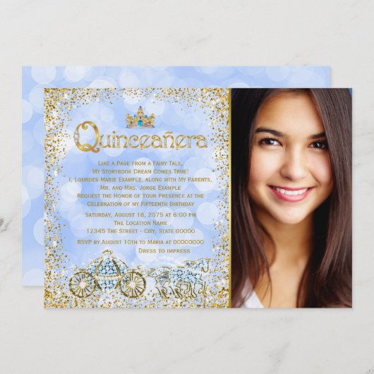 シンデレラプリンセスキャリッジフォトキンセアニェラ 招待状 (正面/裏面)