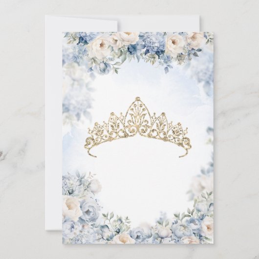 シンデレラプリンセスライトブルー金ゴールドキンセアニラ 招待状 (裏面)