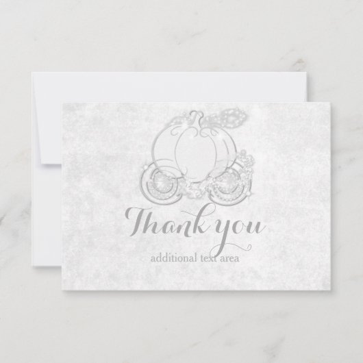 シンデレラホワイトシルバープリンセスキャリッジカード サンキューカード (正面)