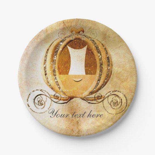 シンデレラヴィンテージキャリッジ誕生日パーティープレート ペーパープレート (正面)