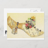 シンデレラヴィンテージビクトリアンファンスリッパ ポストカード (正面/裏面)