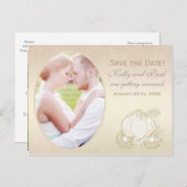 シンデレラ結婚キャリッジの日付写真はがき 案内ポストカード (正面/裏面)