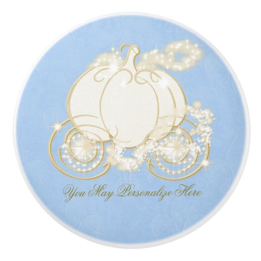 シンデレラ金ゴールドパンプキンキャリッジブループリンセス セラミックノブ (正面)