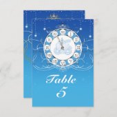 シンデレラ ほぼ midnight シルバー ブルー テーブル 招待状 (正面/裏面)