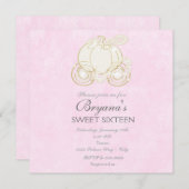 シンデレラ ゴールド カート ピンク プリンセス インビテーション (正面/裏面)