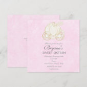 シンデレラ ゴールド カート ピンク プリンセス 招待状 (正面/裏面)