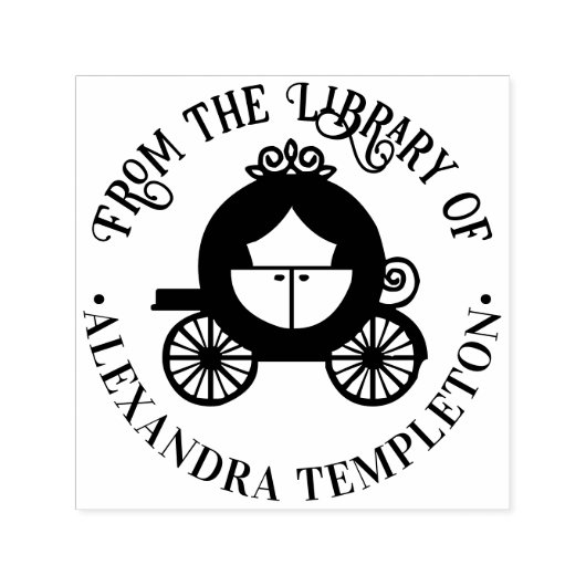 シンデレラ　パンプキン　馬車　図書館　本　名前 セルフインキングスタンプ (デザイン)
