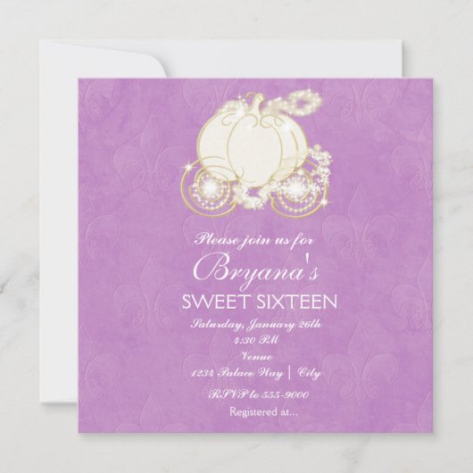 シンデレラ パープルプリンセス カート 招待状 (正面)