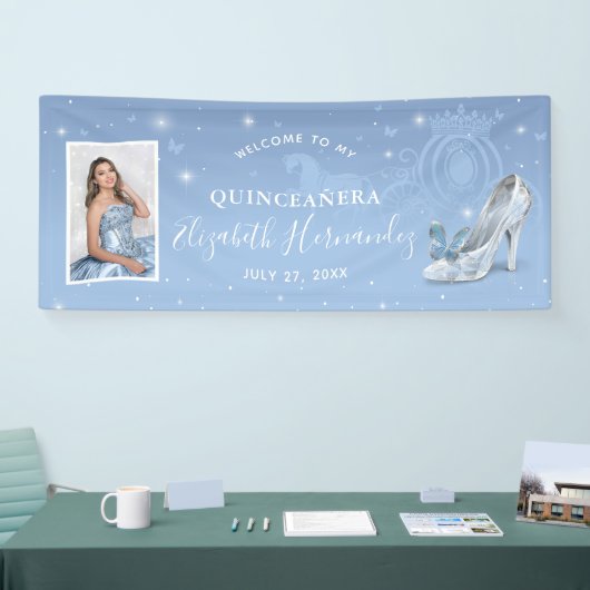 シンデレラ ライトブルー キンセアニエラ フォト バースデー 横断幕 (トレードショー)
