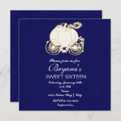 シンデレラ ロイヤルブルー プリンセス カート 招待状 (正面/裏面)