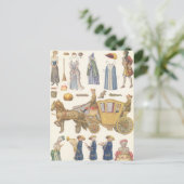 シンデレラ、ヴィンテージビクトリアン紙ドール玩具 ポストカード (スタンド正面)