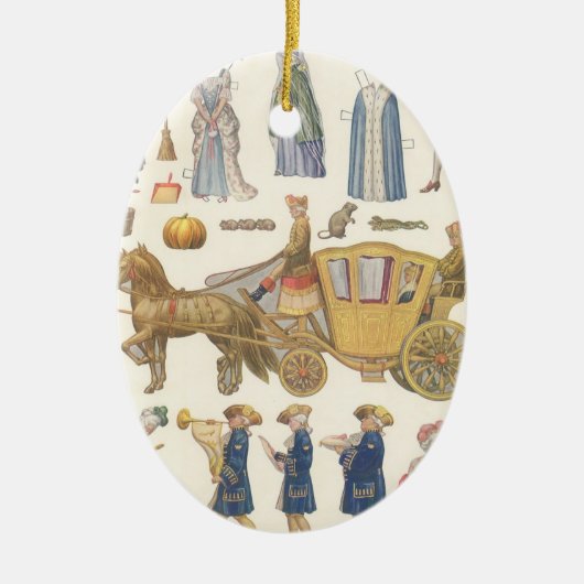 シンデレラ、ヴィンテージ ビクトリアン ペーパー ドール おもちゃ セラミックオーナメント (正面)