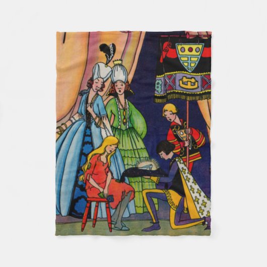 シンデレラ、王子、ガラスの靴 フリースブランケット (正面)