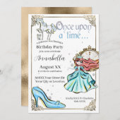 シンデレ図解入りの、写真付きのラフェアリータールテーマ 招待状 (正面/裏面)