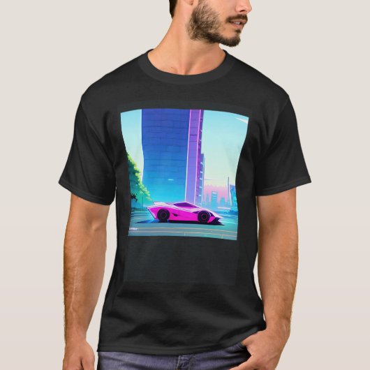 シントン波の車を超えて逆波未来サイファイ Tシャツ (正面)