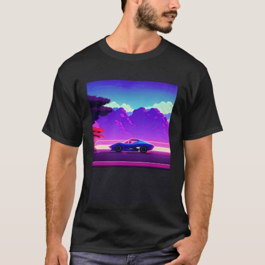 シントン波の車を超えて逆波未来サイファイ Tシャツ (正面)