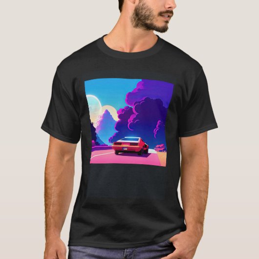 シントン波の車を超えて逆波未来サイファイ Tシャツ (正面)