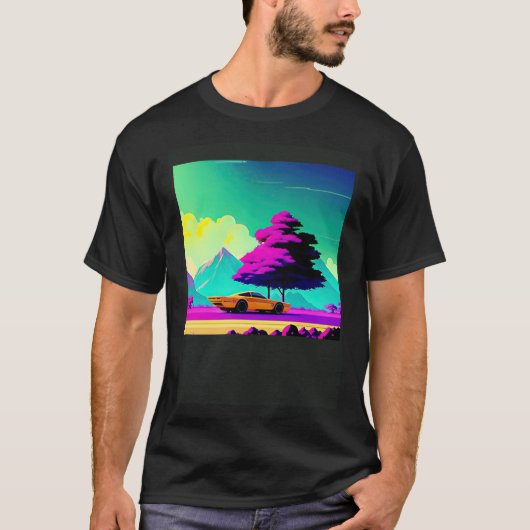 シントン波の車を超えて逆波未来サイファイ Tシャツ (正面)