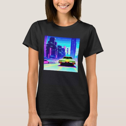 シントン波の車を超えて逆波未来サイファイ Tシャツ (正面)