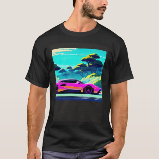 シントン波の車を超えて逆波未来サイファイ Tシャツ (正面)
