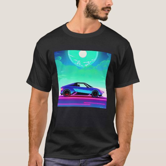 シントン波の車を超えて逆波未来サイファイ Tシャツ (正面)