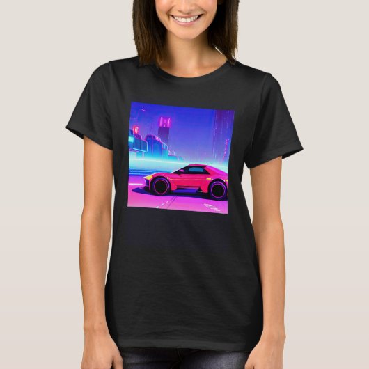 シントン波の車を超えて逆波未来サイファイ Tシャツ (正面)