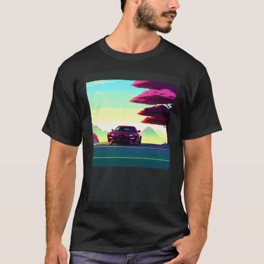 シントン波の車を超えて逆波未来サイファイ Tシャツ (正面)