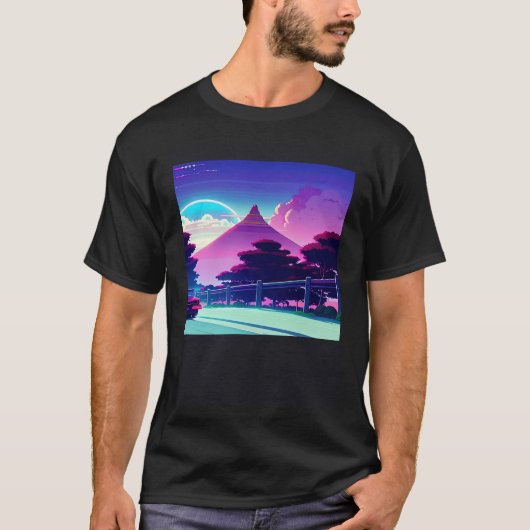 シントン波の車を超えて逆波未来サイファイ Tシャツ (正面)