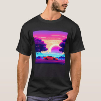 シントン波の車を超えて逆波未来サイファイ Tシャツ