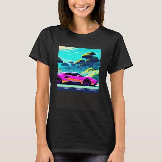 シントン波の車を超えて逆波未来サイファイ Tシャツ (正面)