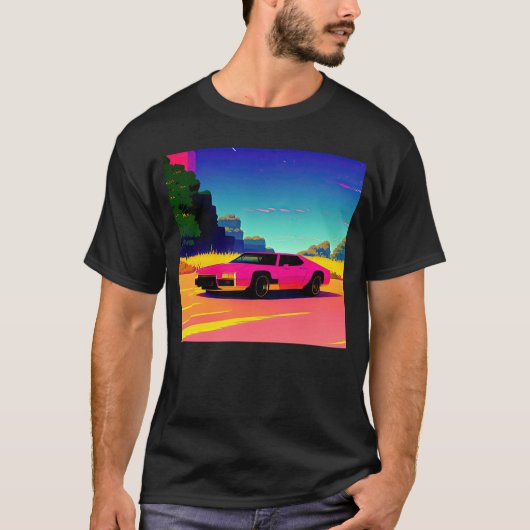 シントン波の車を超えて逆波未来サイファイ Tシャツ (正面)