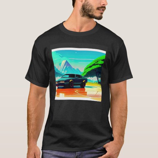 シントン波の車を超えて逆波未来サイファイ Tシャツ (正面)