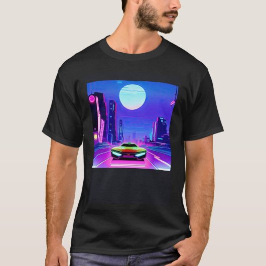 シントン波の車を超えて逆波未来サイファイ Tシャツ (正面)