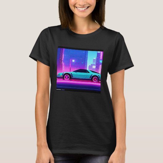 シントン波の車を超えて逆波未来サイファイ Tシャツ (正面)
