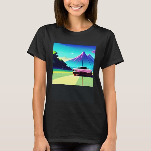 シントン波の車を超えて逆波未来サイファイ Tシャツ (正面)