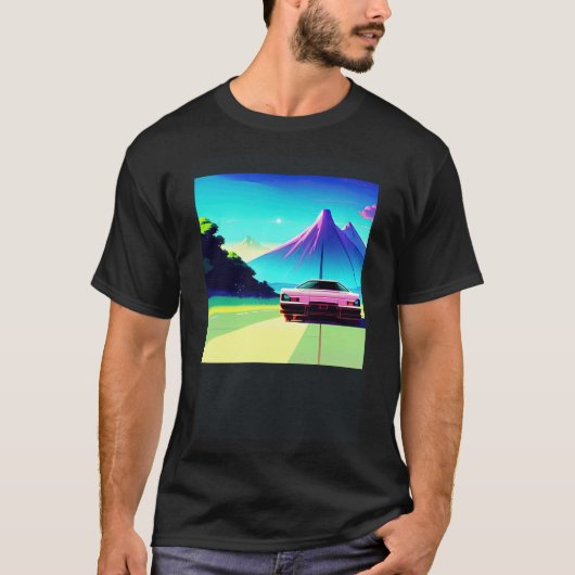 シントン波の車を超えて逆波未来サイファイ Tシャツ (正面)