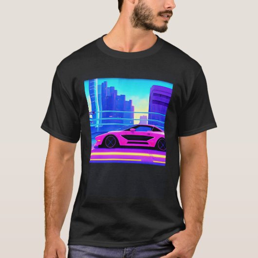 シントン波の車を超えて逆波未来サイファイ Tシャツ (正面)