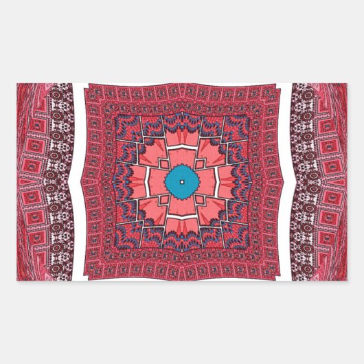 シンド伝統的ィカルチャーアジュラクパターンアートプリント 長方形シール (正面)