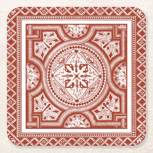 シンナバルウッドブロックIV スクエアペーパーコースター (正面)