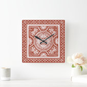 シンナバルウッドブロックIV スクエア壁時計 (ホーム)