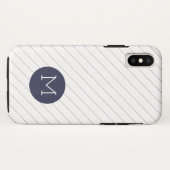 シンネイビーブルーモノグラストライプのムiPhoneケース Case-Mate iPhoneケース (裏面(横))