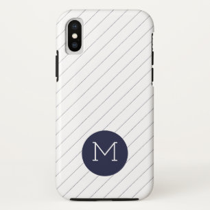 シンネイビーブルーモノグラストライプのムiPhoneケース iPhone X ケース