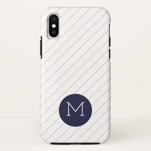 シンネイビーブルーモノグラストライプのムiPhoneケース Case-Mate iPhoneケース (裏面)