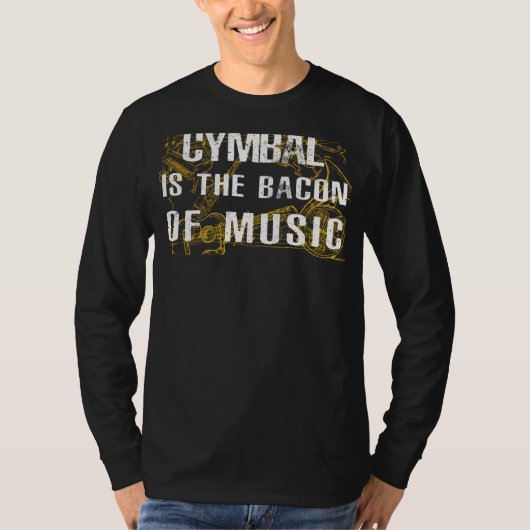 シンバルでビートをヒット：音楽のベーコンTee! Tシャツ (正面)