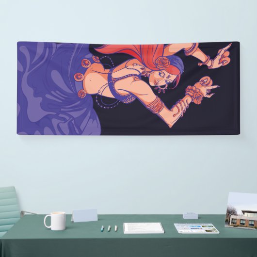 シンバルとのジプシーの種族のダンサーのダンス 横断幕 (トレードショー)